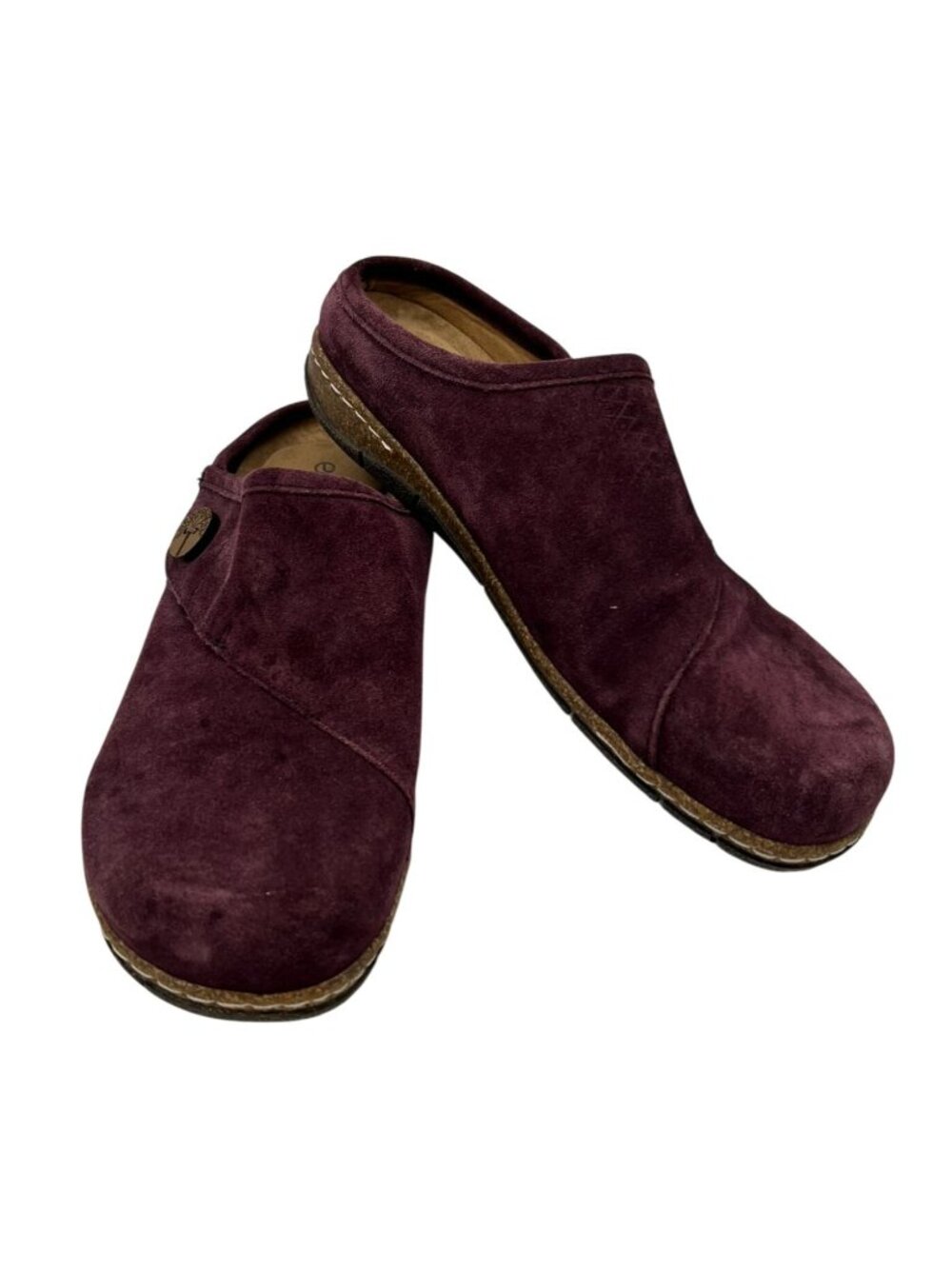 Earth Origins Womens Suede Slip On Erza Mules Clogs Shoes Size 10.5" Burgundy